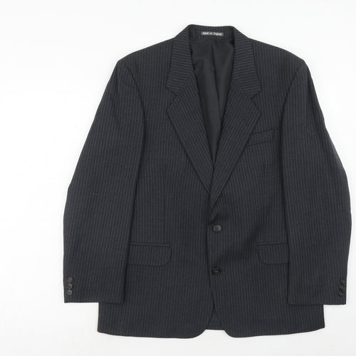 Hector James Mens Grey Striped Wool Jacket Suit Jacket Size 40 Regular