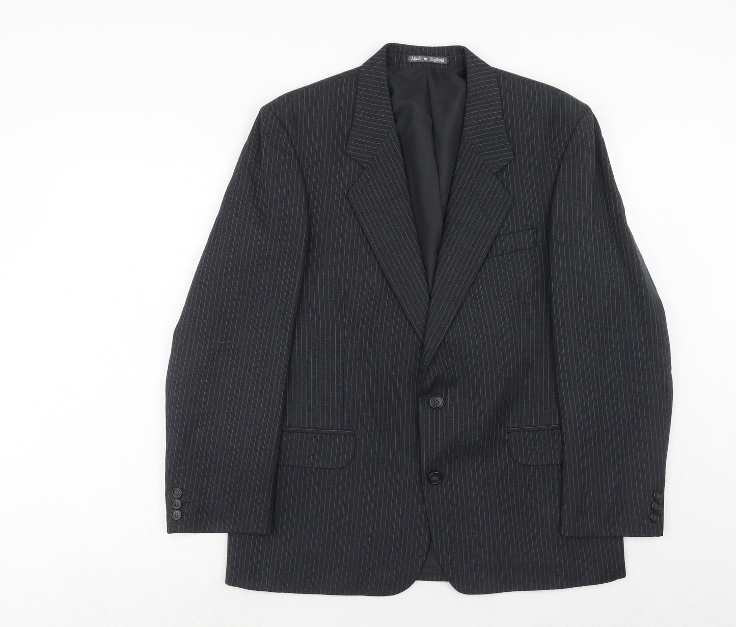 Hector James Mens Grey Striped Wool Jacket Suit Jacket Size 40 Regular