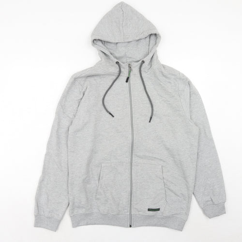Workwear Mens Grey Cotton Full Zip Hoodie Size S