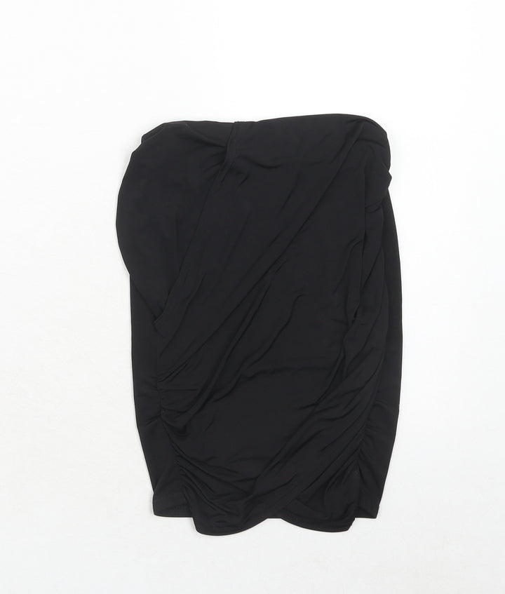 PRETTYLITTLETHING Womens Black Polyester A-Line Skirt Size 6