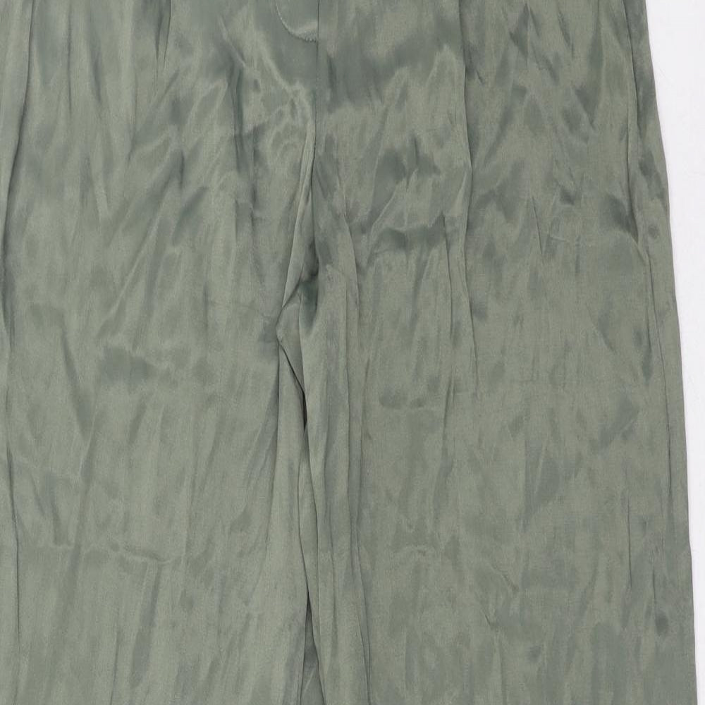 Zara Womens Green Viscose Trousers Size XS Regular Hook & Eye