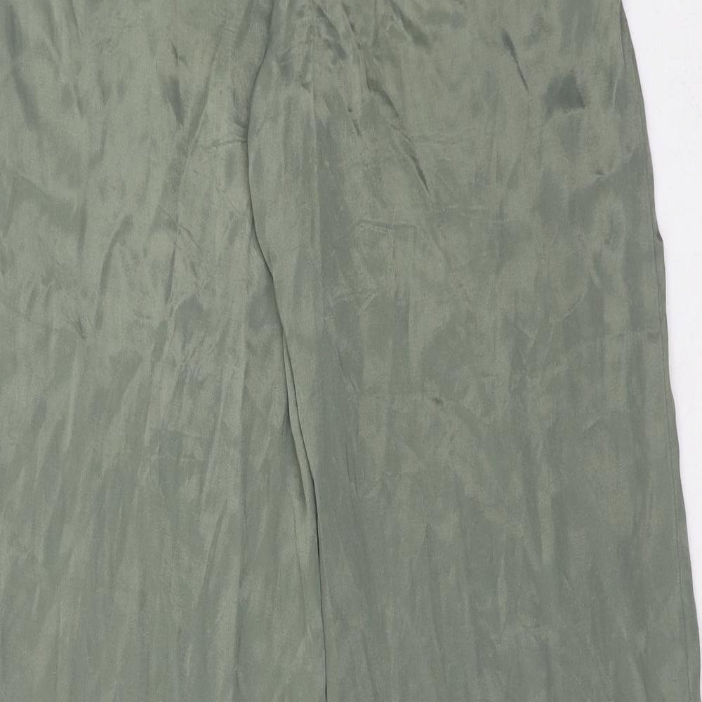 Zara Womens Green Viscose Trousers Size XS Regular Hook & Eye