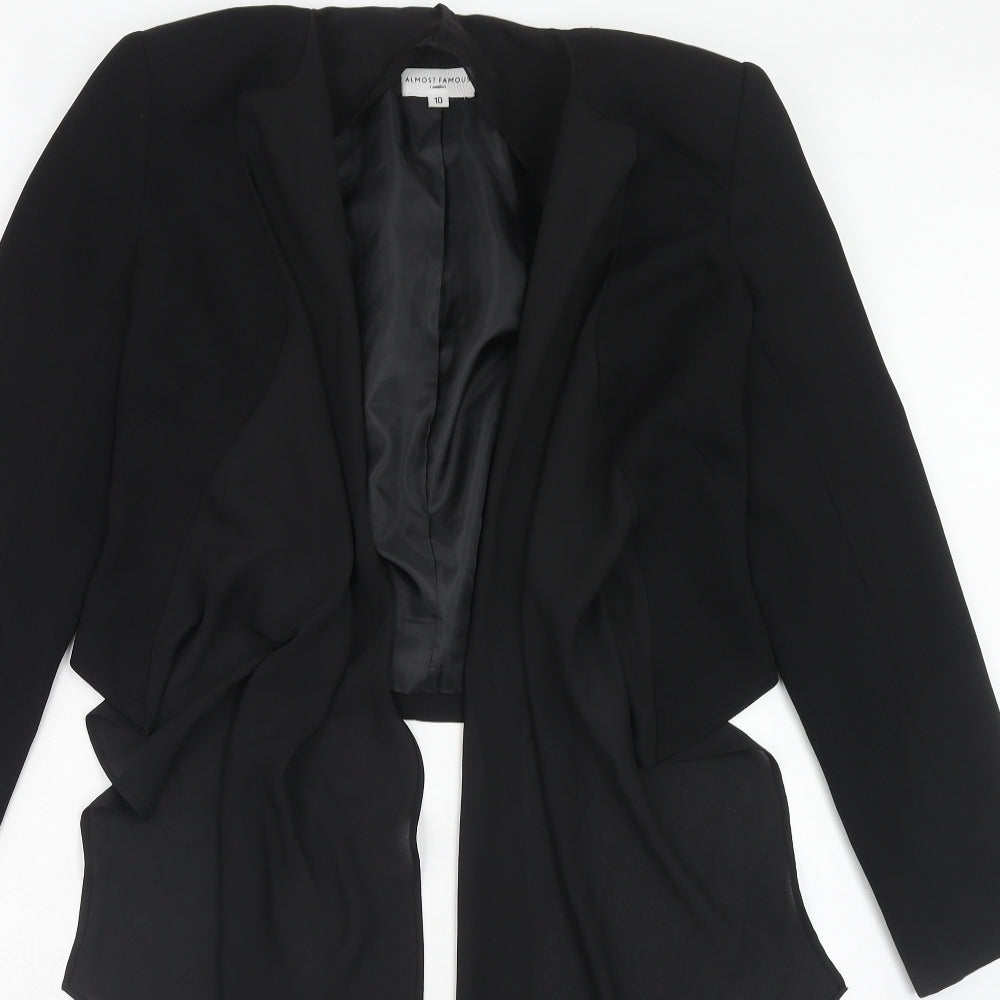 Almost Famous Womens Black Polyacrylate Fibre Jacket Blazer Size 10 - Open