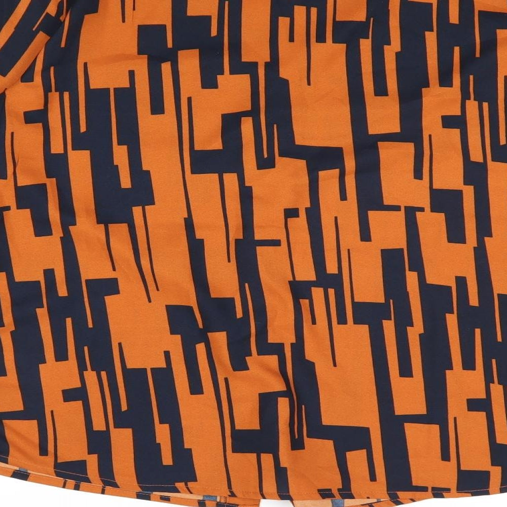 Damart Womens Multicoloured Geometric Polyester Basic Button-Up Size 14 V-Neck