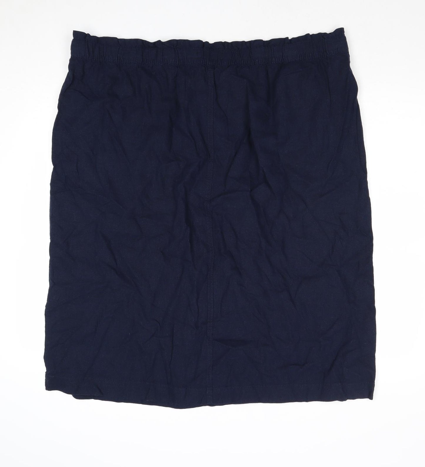 Marks and Spencer Womens Blue Linen A-Line Skirt Size 12 Drawstring