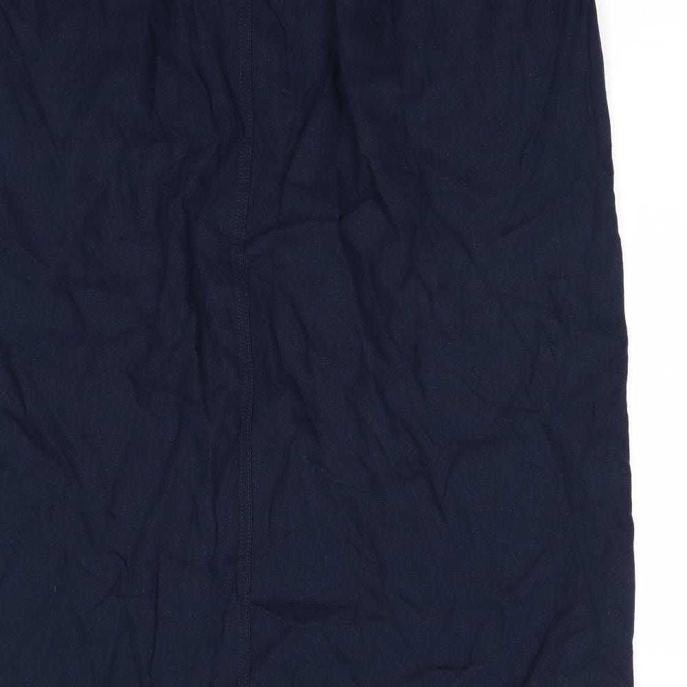 Marks and Spencer Womens Blue Linen A-Line Skirt Size 12 Drawstring