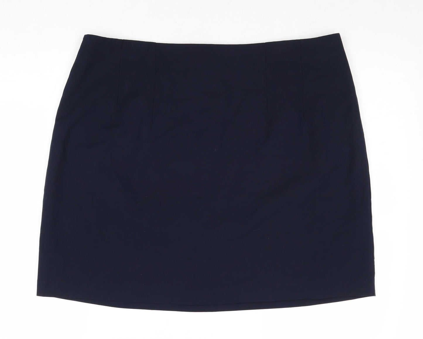 Marks and Spencer Womens Blue Polyester A-Line Skirt Size 20 Zip