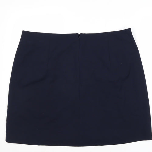Marks and Spencer Womens Blue Polyester A-Line Skirt Size 20 Zip