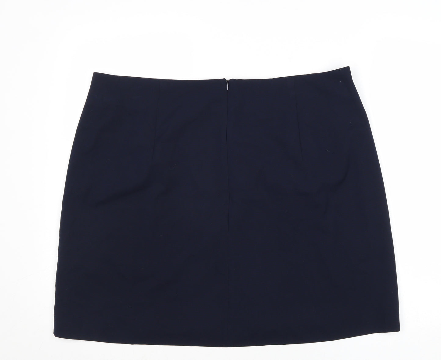 Marks and Spencer Womens Blue Polyester A-Line Skirt Size 20 Zip