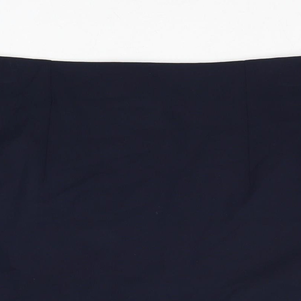 Marks and Spencer Womens Blue Polyester A-Line Skirt Size 20 Zip
