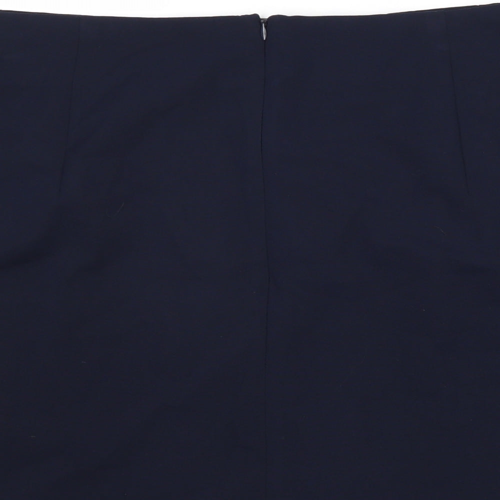 Marks and Spencer Womens Blue Polyester A-Line Skirt Size 20 Zip