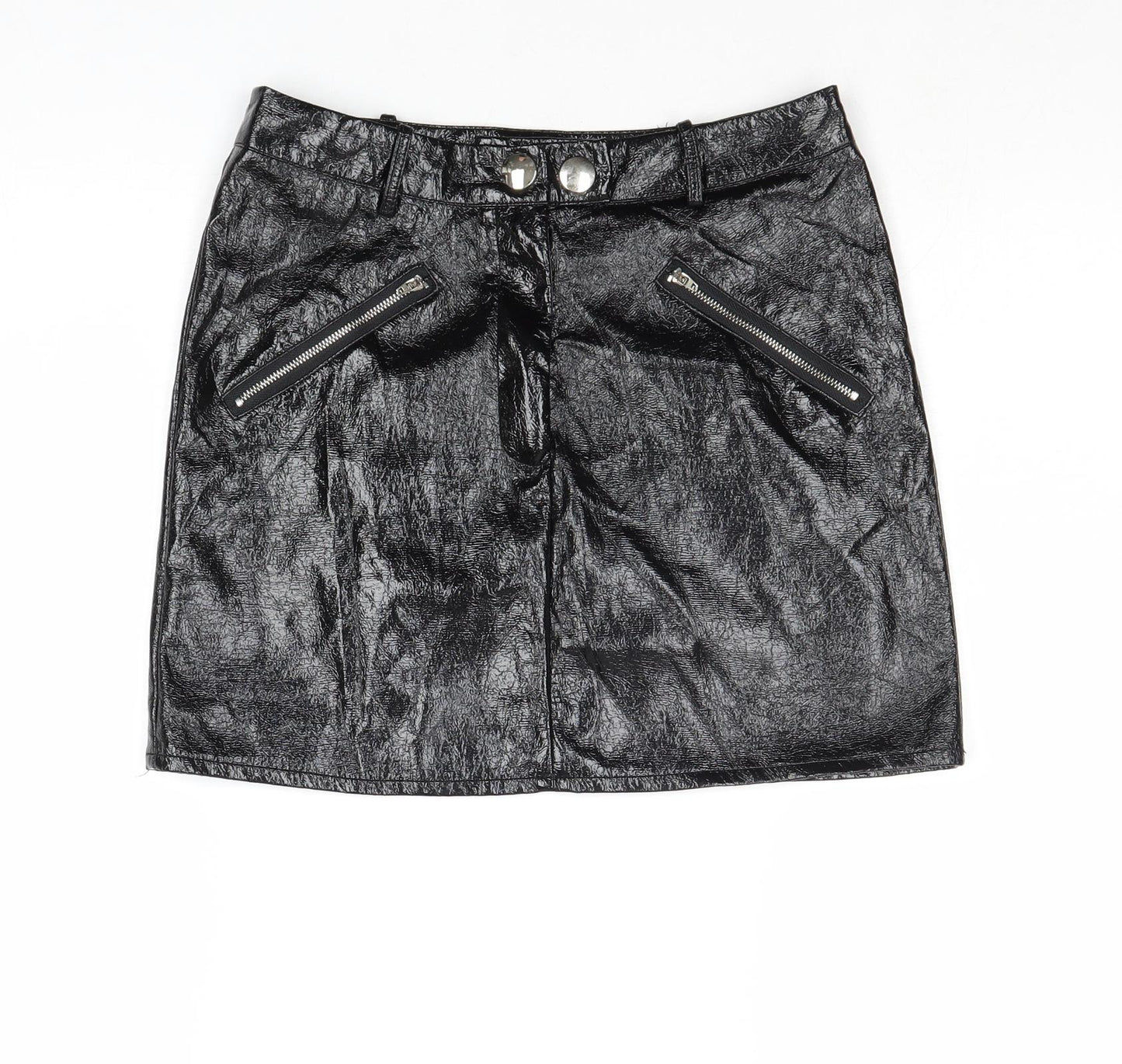 I SAW IT FIRST Womens Black Polyester Mini Skirt Size 10 Zip