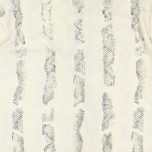 Canda Womens Ivory Animal Print Polyester Basic Button-Up Size 16 Collared - Snake Skin Print