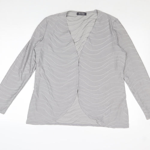 Mr Max Womens Grey V-Neck Geometric Polyester Cardigan Jumper Size L