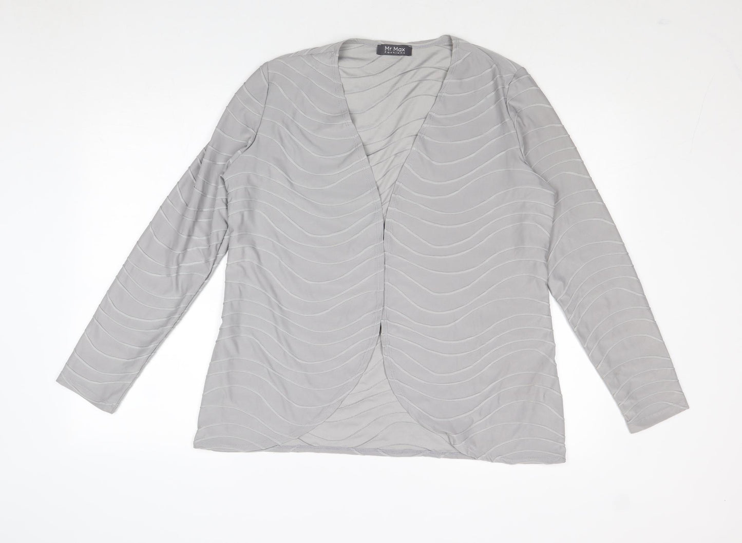 Mr Max Womens Grey V-Neck Geometric Polyester Cardigan Jumper Size L