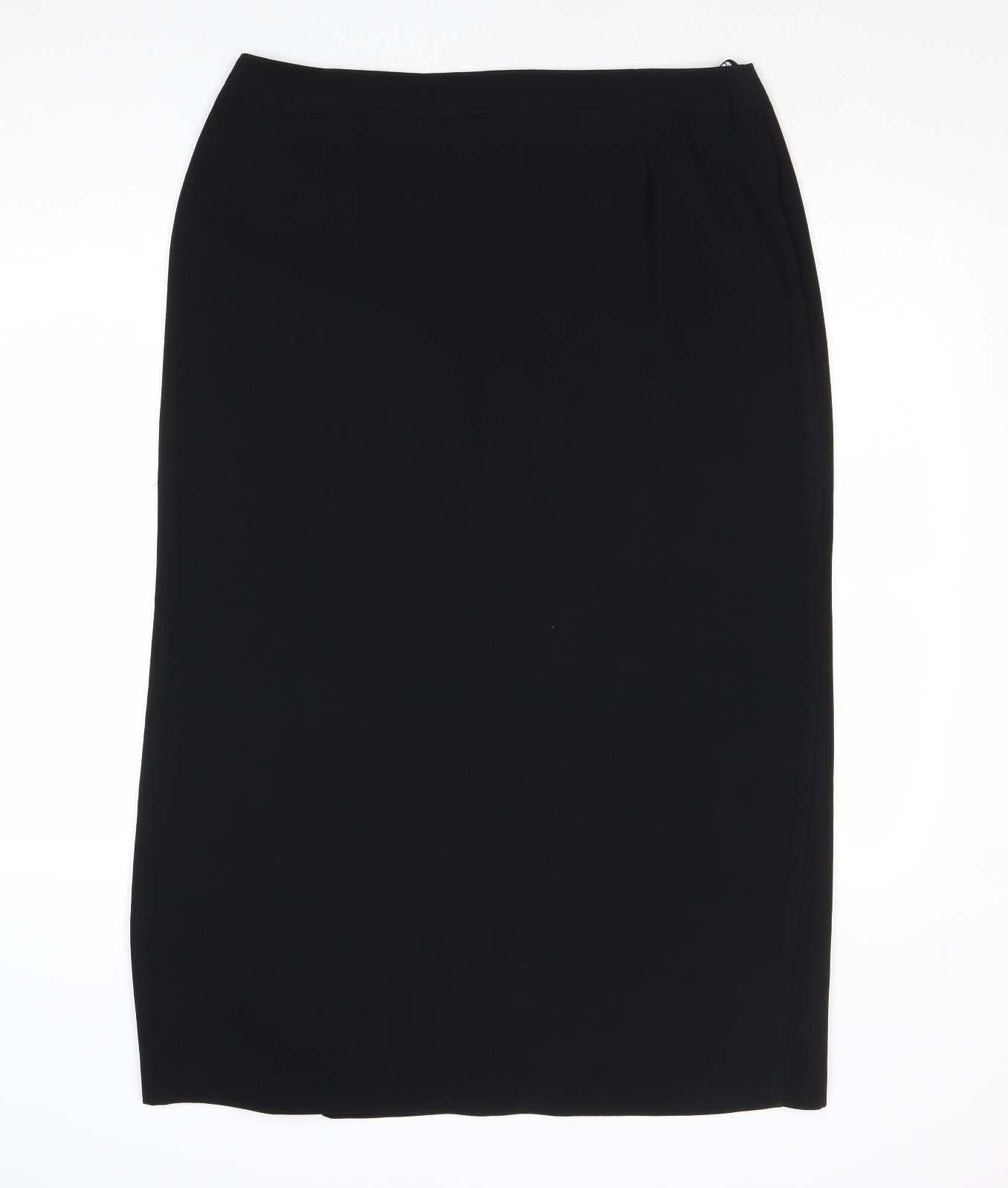 Marks and Spencer Womens Black Polyester A-Line Skirt Size 18 Zip