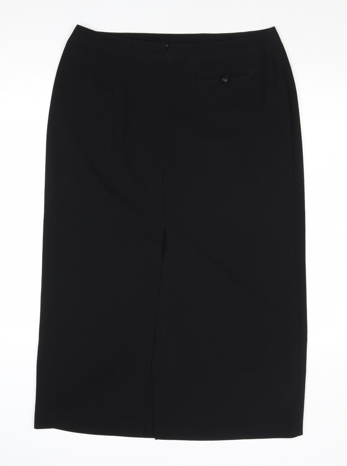 Marks and Spencer Womens Black Polyester A-Line Skirt Size 18 Zip
