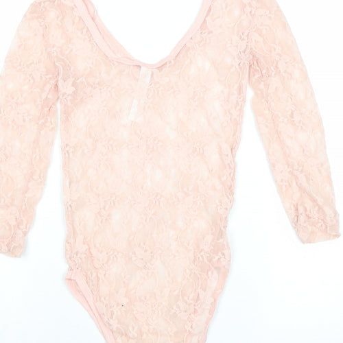 Boudoir Babe Womens Pink Polyester Bodysuit One-Piece Size 8 Snap