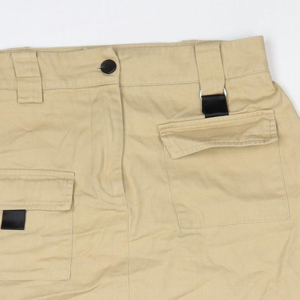 Missguided Womens Beige Cotton Cargo Skirt Size 10 Zip
