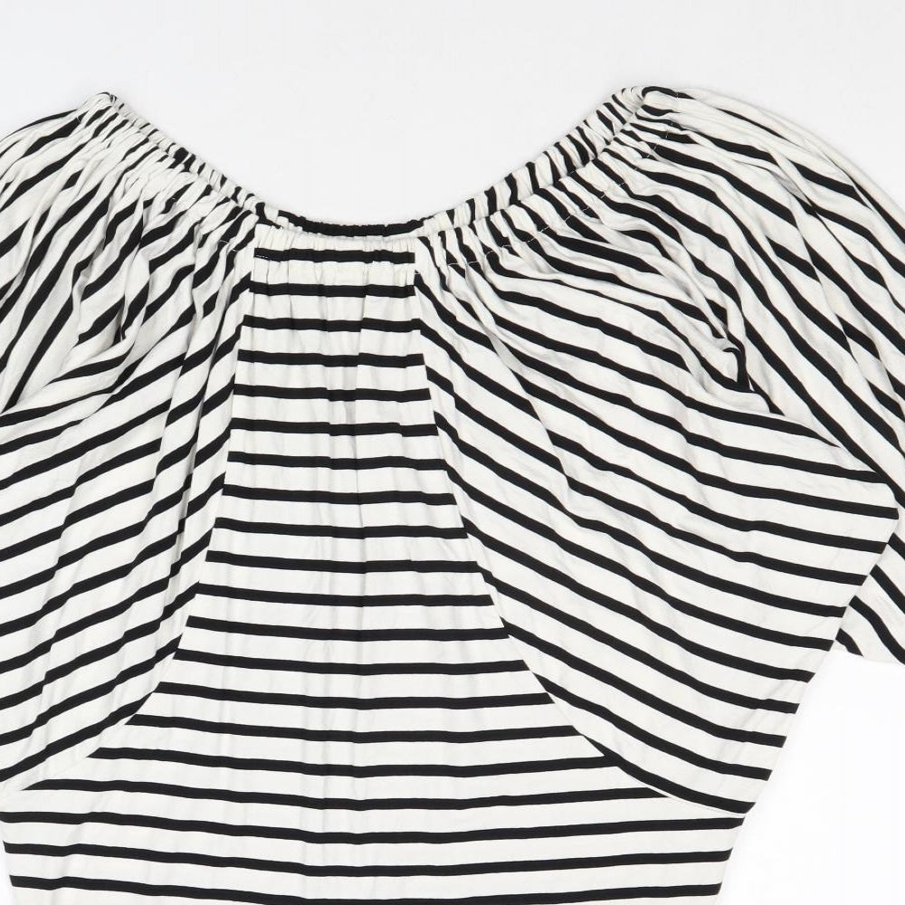 Boii Womens Multicoloured Striped Viscose A-Line Size S Round Neck Pullover