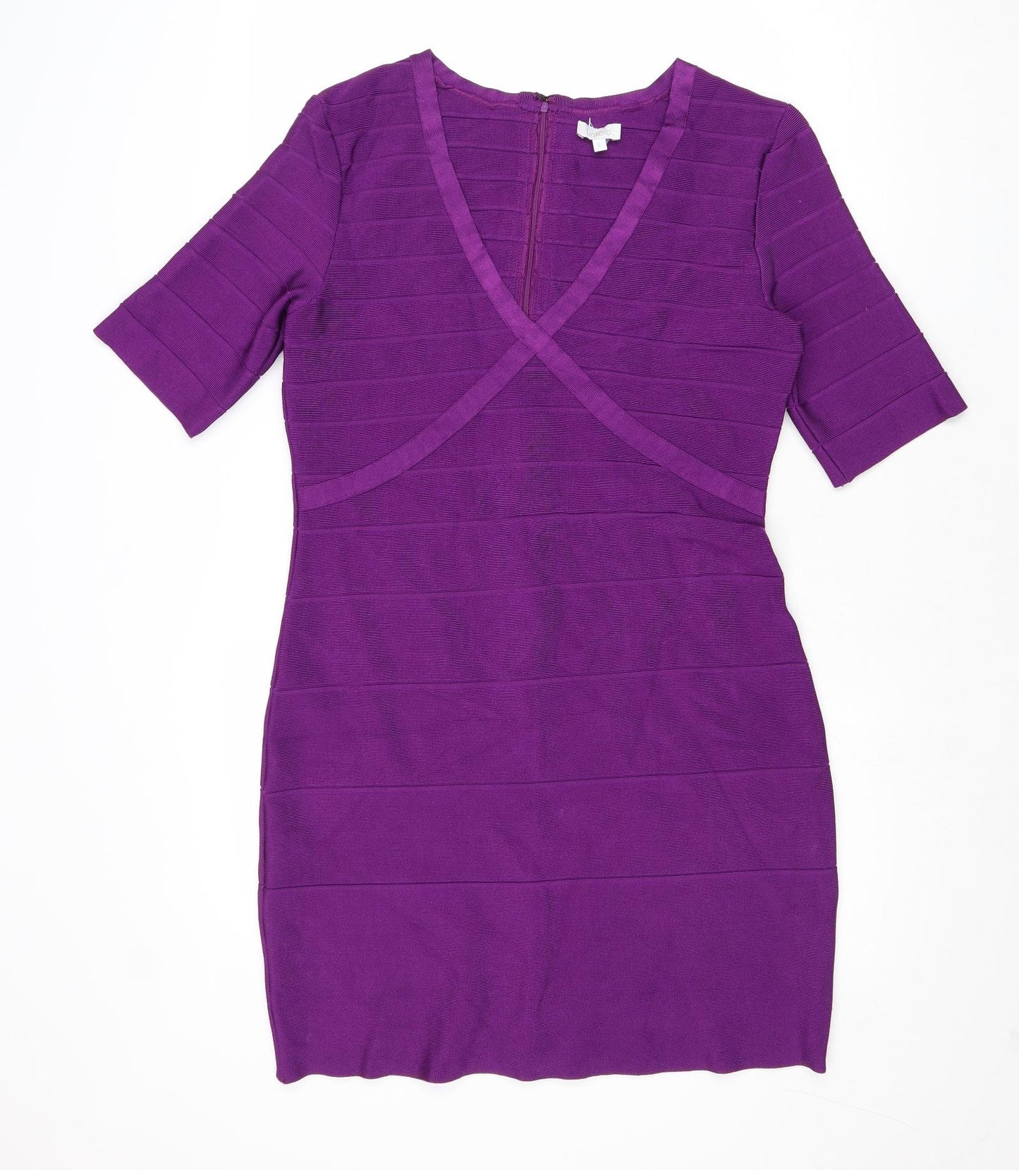 Untold Womens Purple Viscose A-Line Size L V-Neck Zip