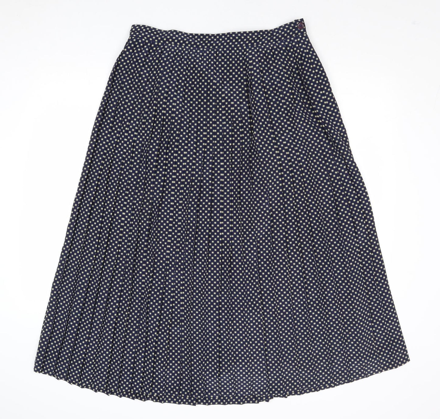 Viyella Womens Blue Polka Dot Polyester Pleated Skirt Size 16 Zip