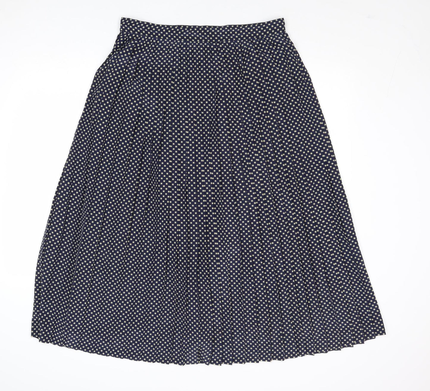 Viyella Womens Blue Polka Dot Polyester Pleated Skirt Size 16 Zip