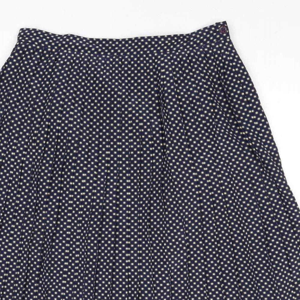 Viyella Womens Blue Polka Dot Polyester Pleated Skirt Size 16 Zip