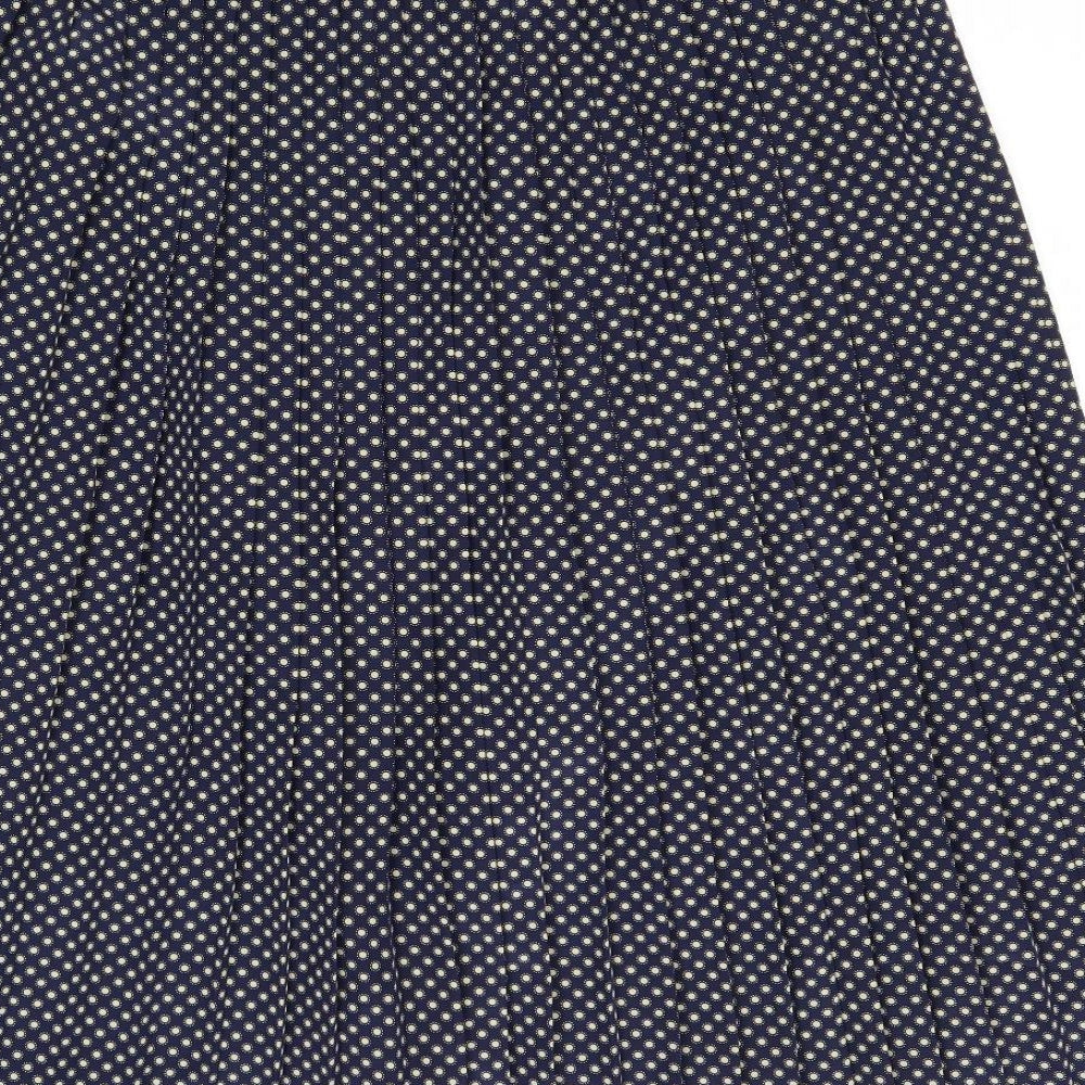 Viyella Womens Blue Polka Dot Polyester Pleated Skirt Size 16 Zip
