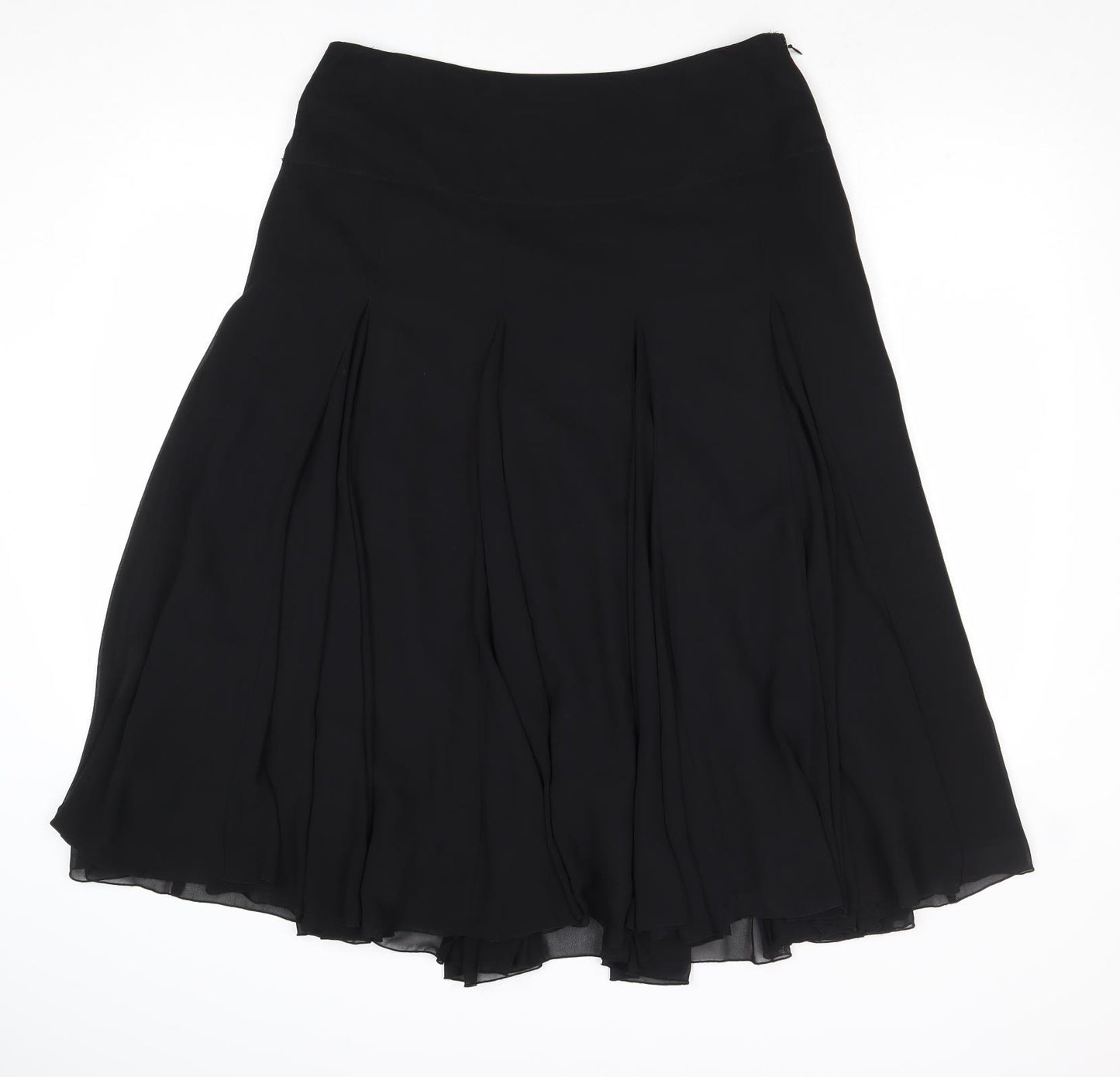 Coast Womens Black Polyester Swing Skirt Size 16 Zip