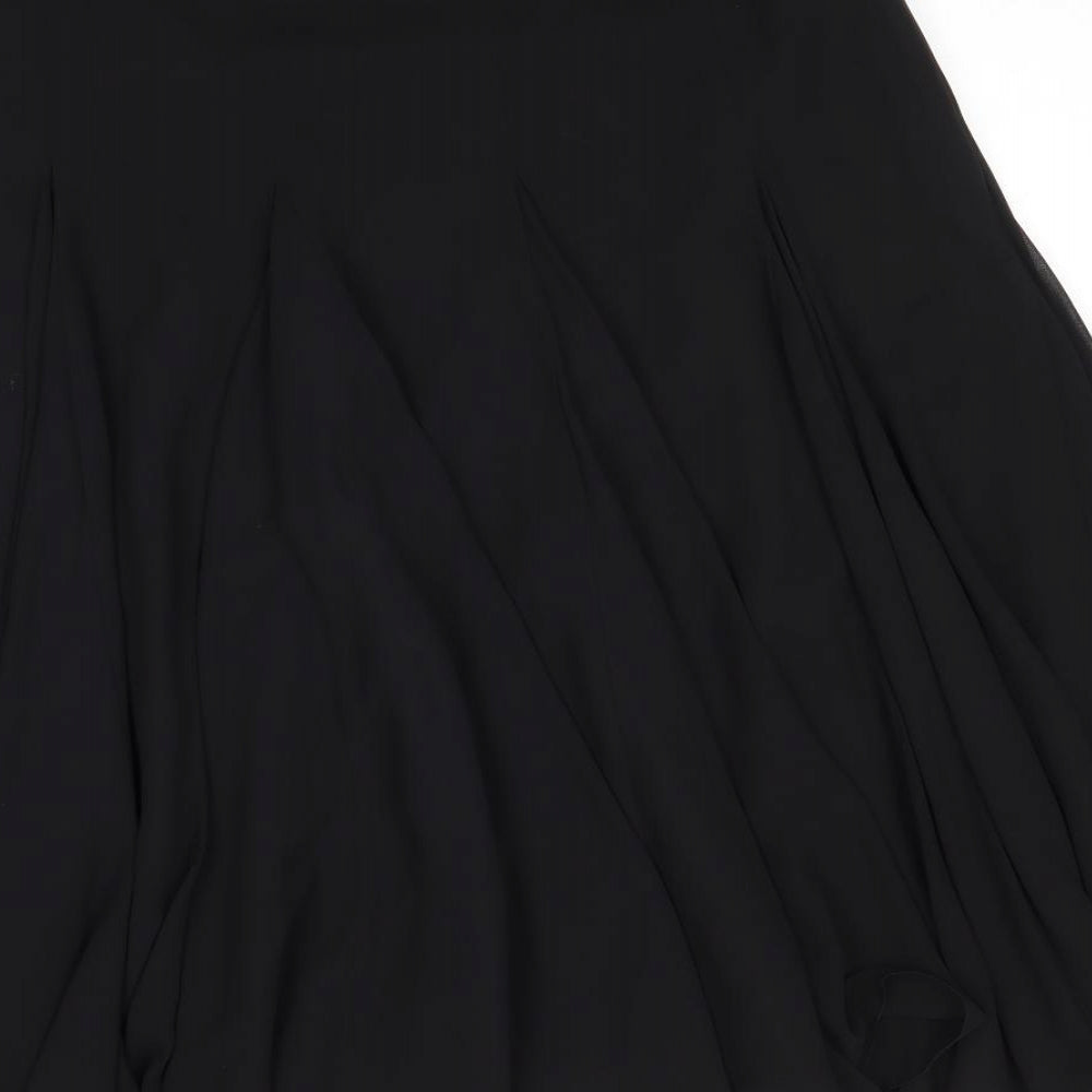 Coast Womens Black Polyester Swing Skirt Size 16 Zip