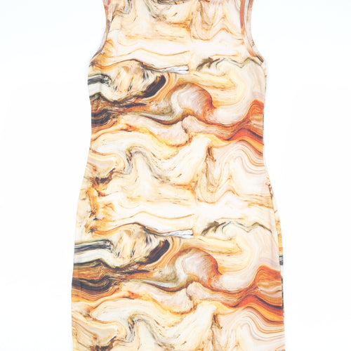 Stylewise Womens Multicoloured Geometric Polyester Bodycon Size 10 Mock Neck Pullover