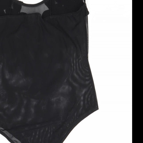 Topshop Womens Black Polyester Bodysuit One-Piece Size 14 Snap - Flower Detail