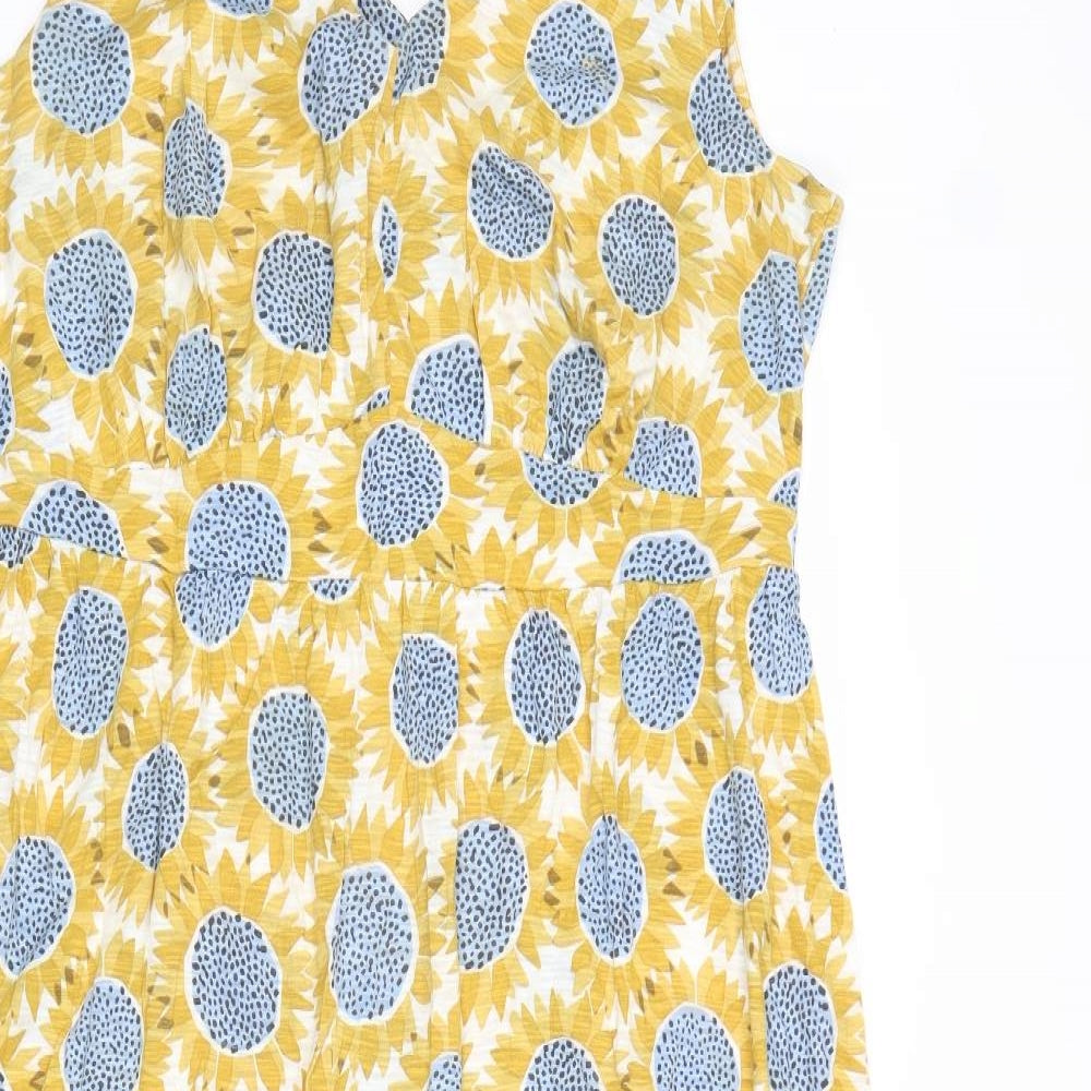 Seasalt Womens Multicoloured Geometric Cotton Tank Dress Size 16 V-Neck Pullover