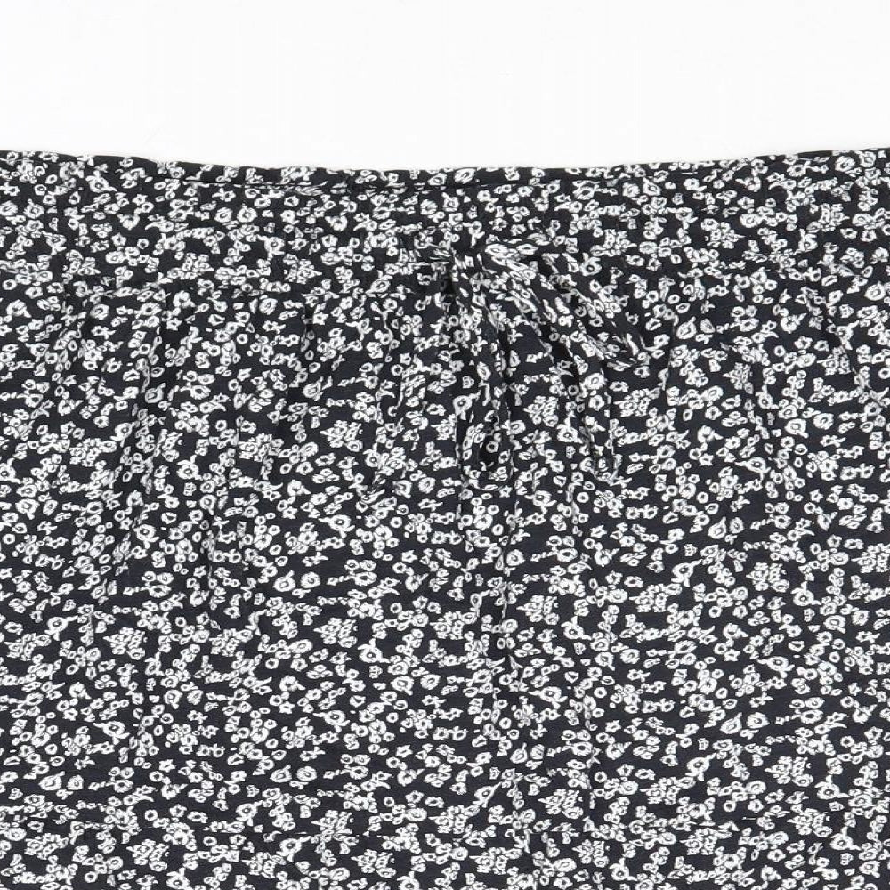 Marks and Spencer Womens Multicoloured Floral Cotton Skater Skirt Size 22 Drawstring