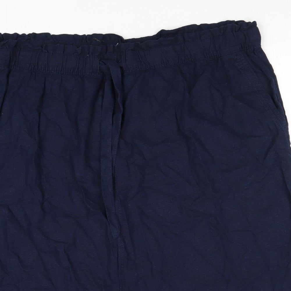 Marks and Spencer Womens Blue Linen A-Line Skirt Size 24 Drawstring