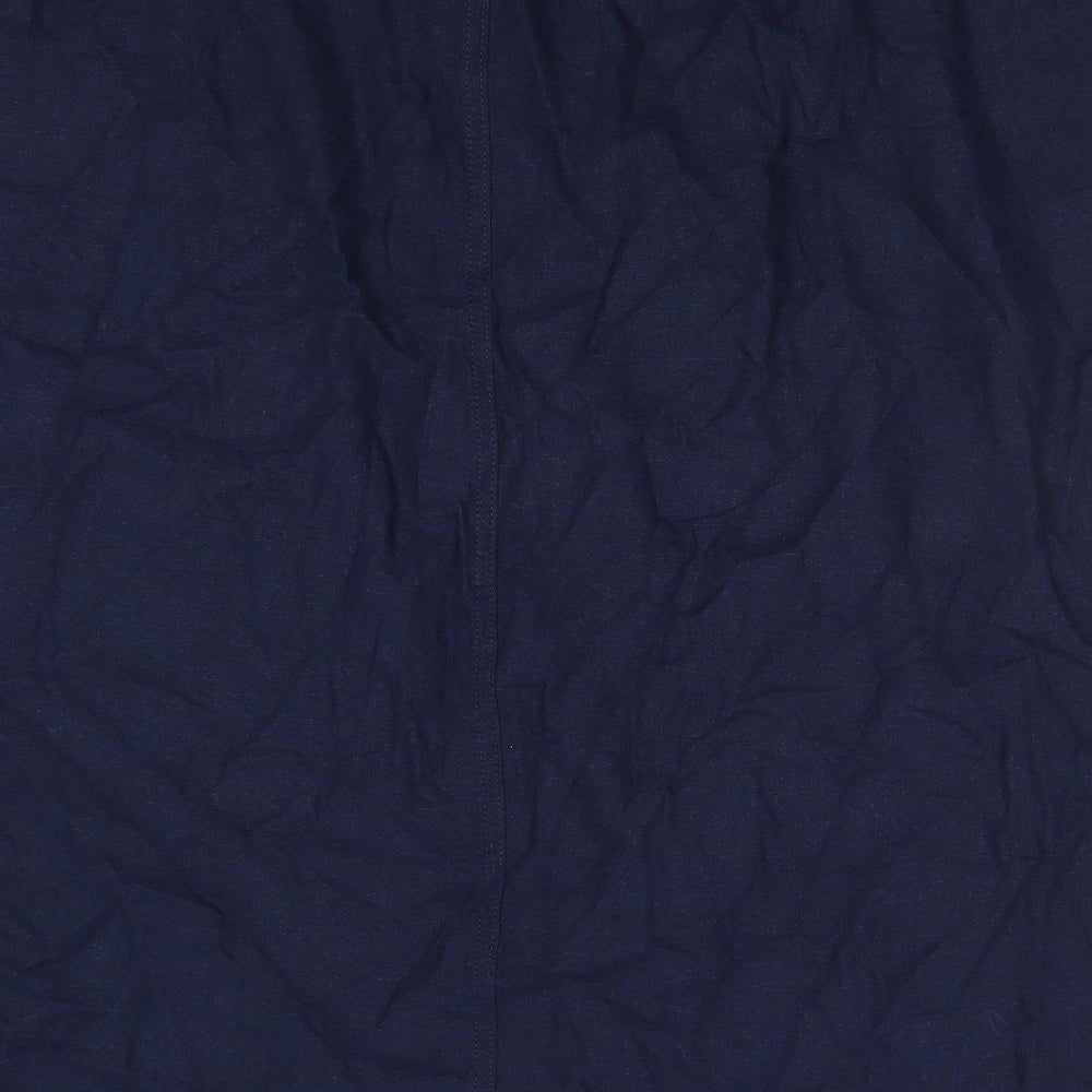 Marks and Spencer Womens Blue Linen A-Line Skirt Size 24 Drawstring