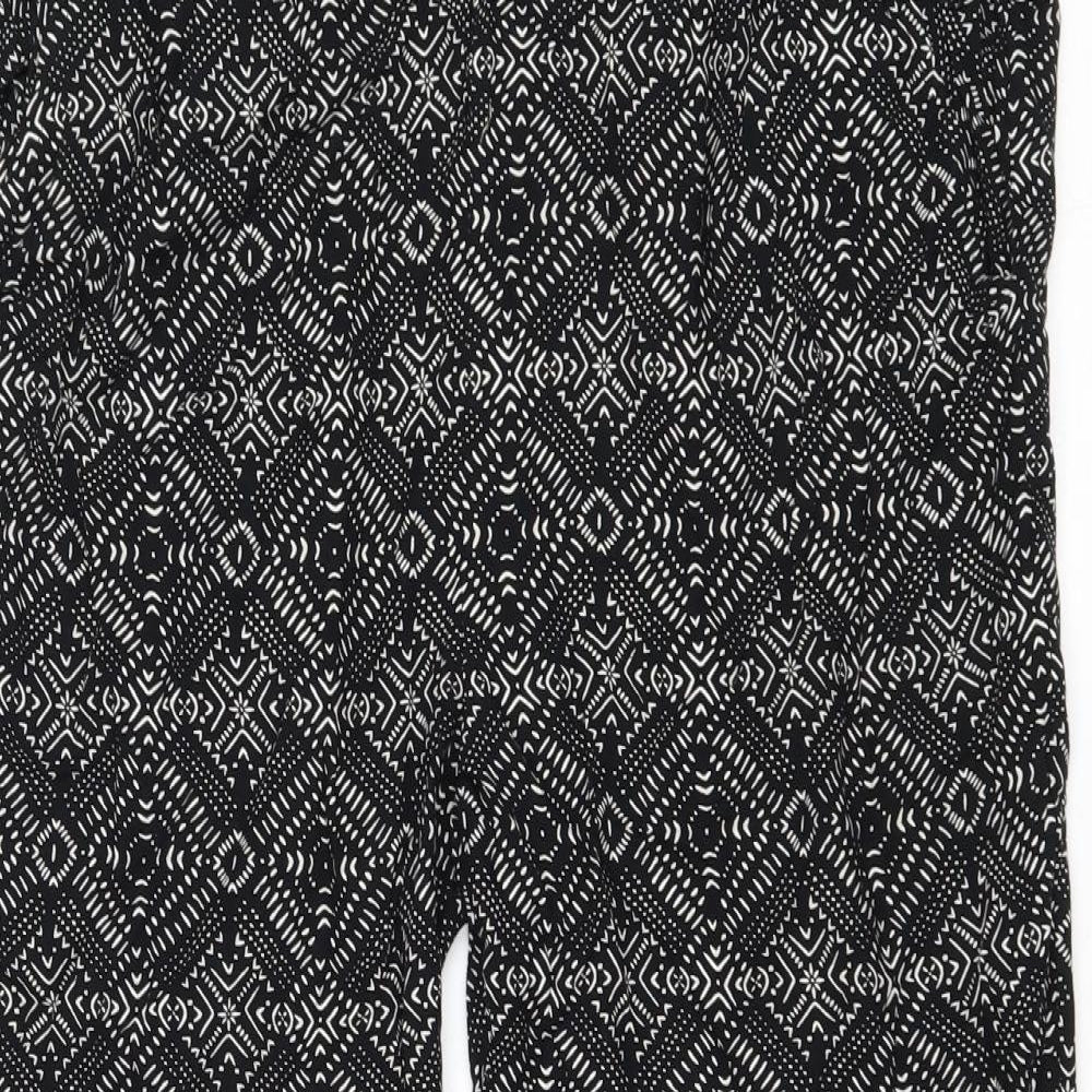 M&Co Womens Black Geometric Viscose Trousers Size 30 in Regular