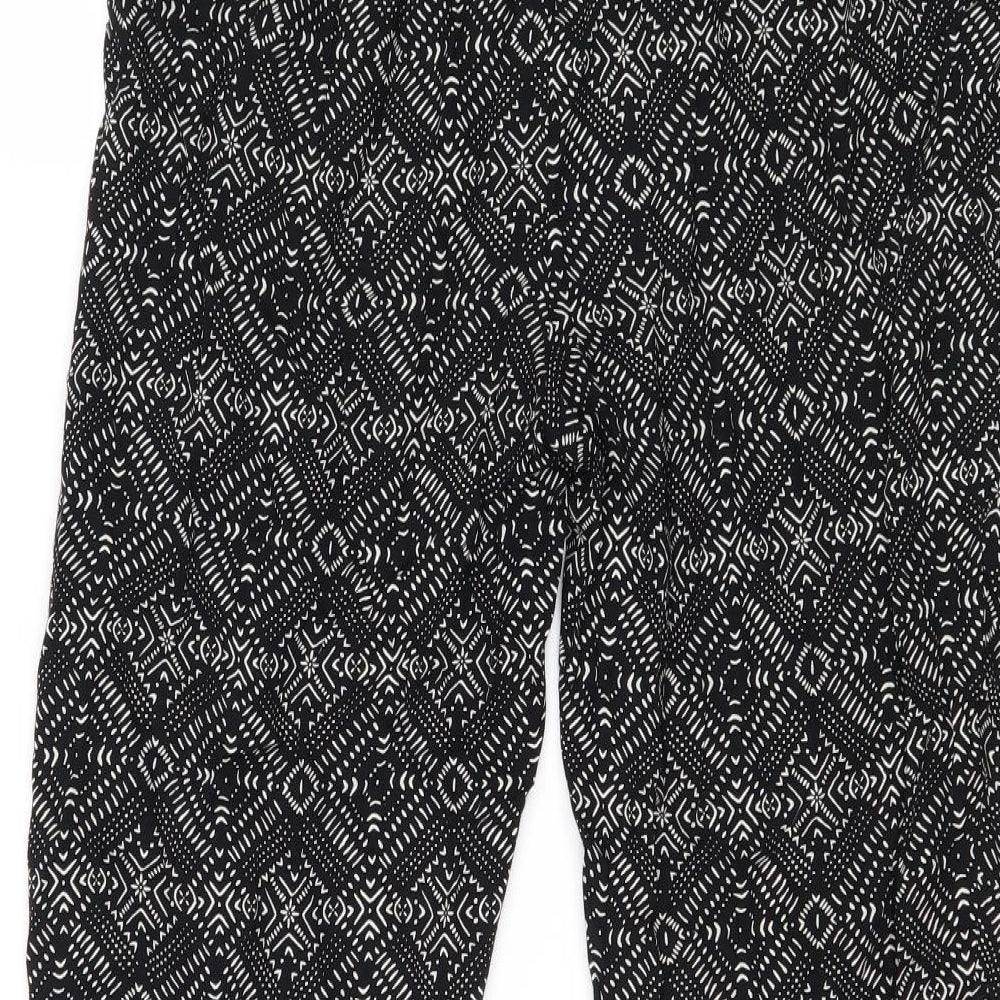 M&Co Womens Black Geometric Viscose Trousers Size 30 in Regular