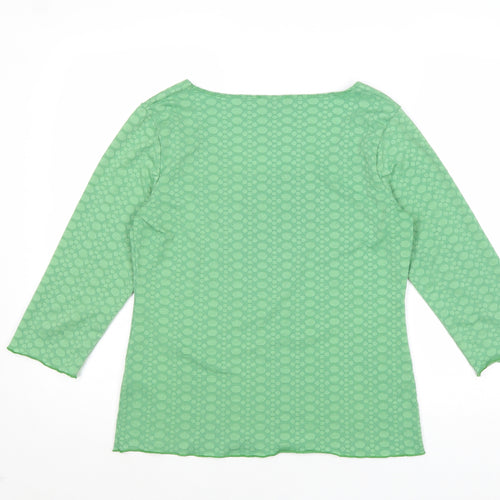Per Una Womens Green Geometric Polyester Basic Blouse Size 12 Scoop Neck