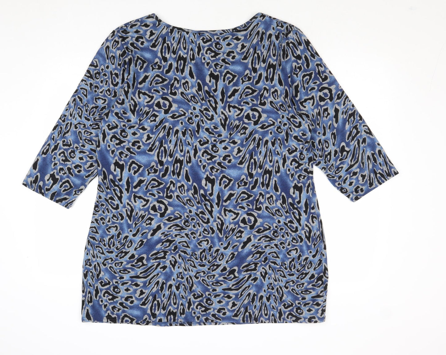 STORE TWENTY ONE Womens Blue Animal Print Polyester Basic Blouse Size 20 Boat Neck - Leopard Print