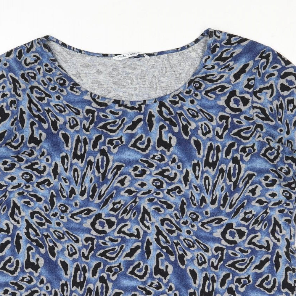 STORE TWENTY ONE Womens Blue Animal Print Polyester Basic Blouse Size 20 Boat Neck - Leopard Print