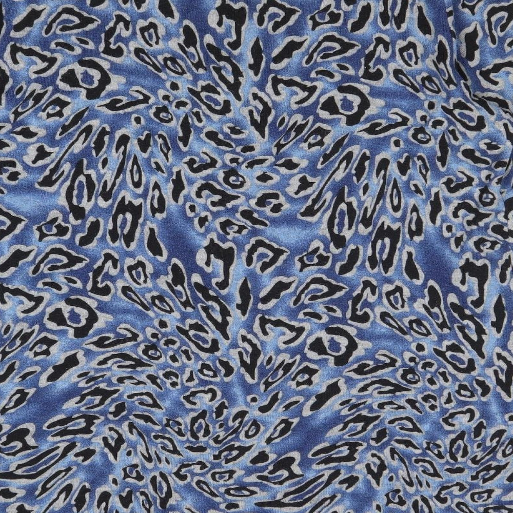 STORE TWENTY ONE Womens Blue Animal Print Polyester Basic Blouse Size 20 Boat Neck - Leopard Print