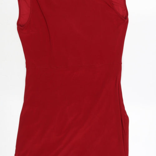 River Island Womens Red Polyester Bodycon Size 10 Cowl Neck Pullover
