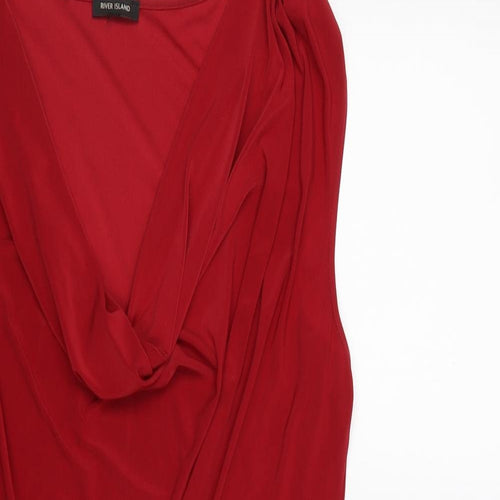 River Island Womens Red Polyester Bodycon Size 10 Cowl Neck Pullover