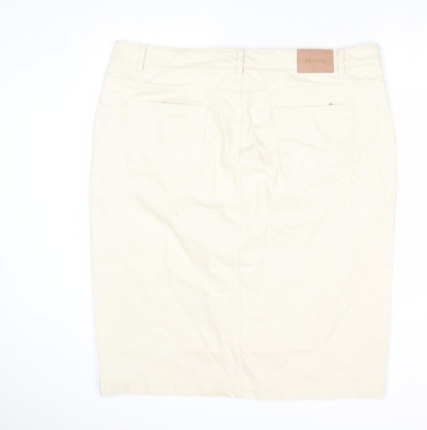 Per Una Womens Ivory Cotton A-Line Skirt Size 24 Zip