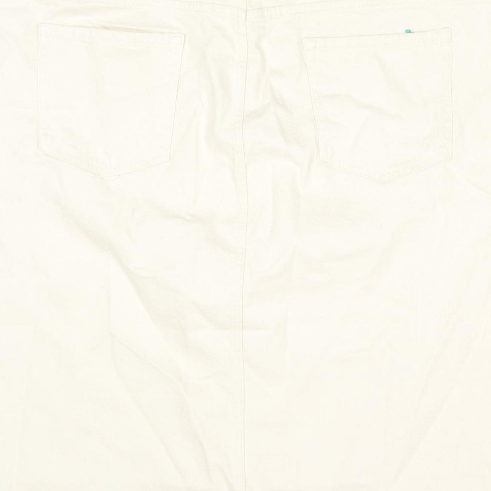 Per Una Womens Ivory Cotton A-Line Skirt Size 24 Zip