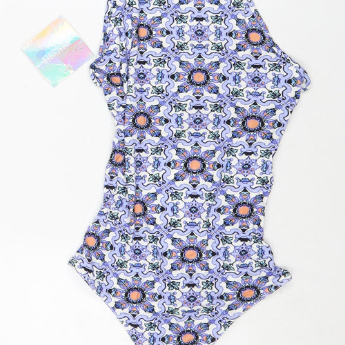 Missguided Womens Multicoloured Geometric Viscose Bodysuit One-Piece Size 8 Tie