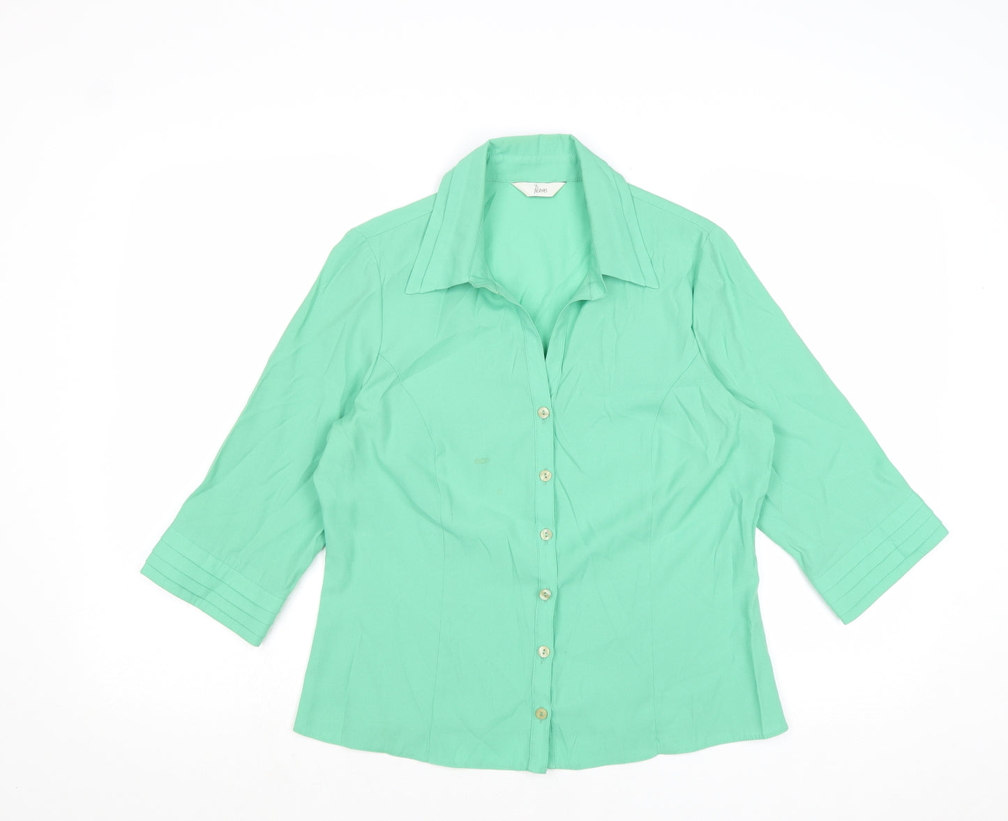 BHS Womens Green Polyester Basic Button-Up Size 14 Collared
