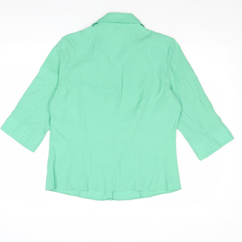 BHS Womens Green Polyester Basic Button-Up Size 14 Collared
